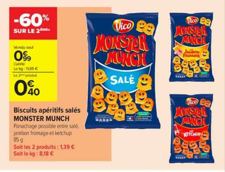 Promo Biscuits Apéritifs Salés Monster Munch chez Carrefour Contact