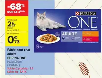 Carrefour Contact Pâtée Pour Chat Adulte Purina One offre