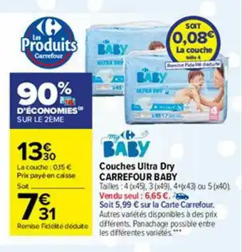 Carrefour Market Couches Ultra Dry Carrefour Baby offre