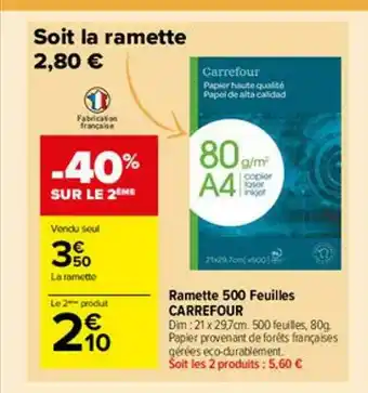 Carrefour Market Ramette 500 Feuilles Carrefour offre