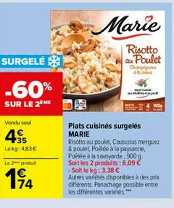 Carrefour Market Plats Cuisinés Surgelés Marie offre