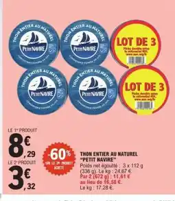 E.Leclerc Thon entier au naturel 'Petit Navire' offre