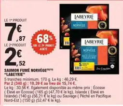 E.Leclerc Saumon Fumé Norvège 'Labeyrie' offre