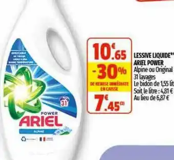Coccinelle Express Lessive Liquide Ariel Power offre
