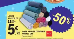 E.Leclerc Drap Housse Coton Bio 90x190 cm offre