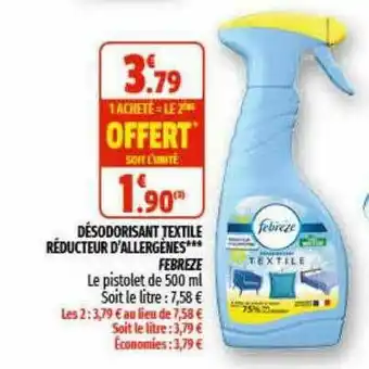 Coccinelle Express Désodorisant Textile Réducteur D'allergènes*** Febreze offre