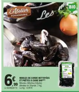 E.Leclerc Moules de corde nettoyées et prêtes à cuire BIO offre