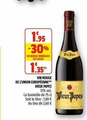 Coccimarket Vin Rouge De L'union Européenne** Vieux Papes offre