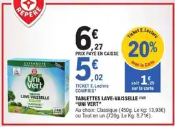 E.Leclerc TABLETTES LAVE-VAISSELLE UNI VERT offre