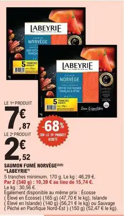 E.Leclerc Saumon Fumé Norvège 'Labeyrie' offre