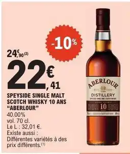 E.Leclerc SPEYSIDE SINGLE MALT SCOTCH WHISKY 10 ANS “ABERLOUR” offre