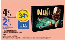 E.Leclerc 4 BÂTONNETS GLACÉS AMANDE & VANILLE DE JAVA “NUII” offre