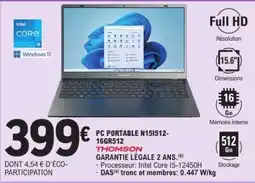 E.Leclerc PC PORTABLE N151512-16GR512 offre