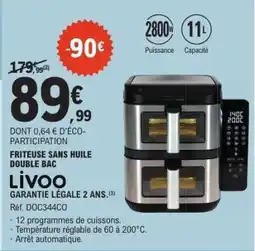 E.Leclerc Friteuse sans huile double bac Livoo offre
