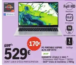 E.Leclerc PC PORTABLE ASPIRE AL15-45P-R1YZ offre