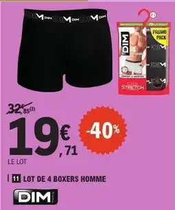 E.Leclerc LOT DE 4 BOXERS HOMME offre