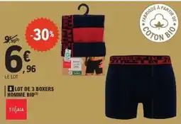 E.Leclerc Lot de 3 Boxers Homme Bio offre