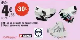 E.Leclerc Lot de 6 paires de chaussettes sport junior ou homme offre
