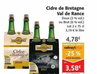 Colruyt Cidre De Bretagne Val De Rance offre