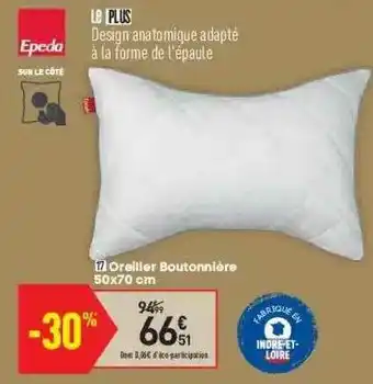 Oreiller Boutonnière 50 X 70 Cm Epeda