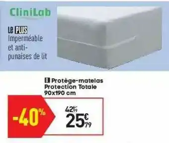 Conforama Protège-matelas Protection Totale 90 X 190 Cm CliniLab offre