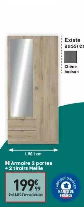 Armoire 2 Portes + 2 Tiroirs Mellie