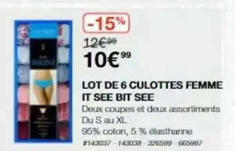 Costco Lot De 6 Culottes Femme It See Bit See offre