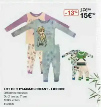 Costco Lot De 2 Pyjamas Enfant - Licence offre