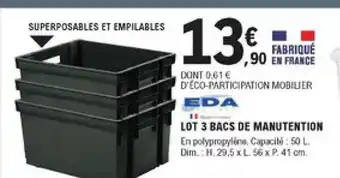 E.Leclerc Brico Lot 3 Bacs De Manutention Eda offre