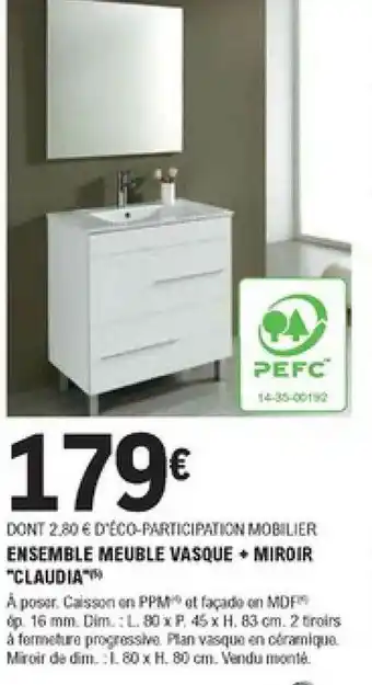 E.Leclerc Brico Ensemble Meuble Vasque + Miroir offre