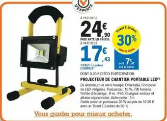 Projecteur De Chantier Portable Led