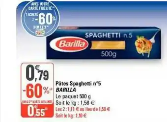G20 Pâtes Spaghetti N°5 Barilla offre