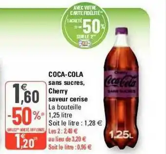 G20 Coca-cola Sans Sucres, Cherry Saveur Cerise offre