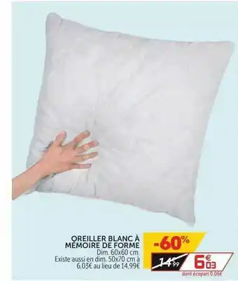 Gifi Oreiller Blanc à Mémoire De Forme offre