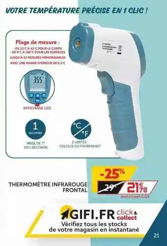 Thermomètre Infrarouge Frontal