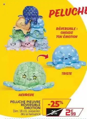 Peluche Pieuvre Réversible émotion