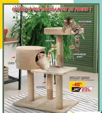 Gifi Arbre à Chat 3 Niveaux + Couchages + Griffoirs offre