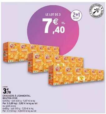 Intermarché Crackers à L'emmental Bouton D'or offre