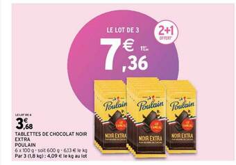 Intermarché Hyper Tablettes De Chocolat Noir Extra Poulain offre