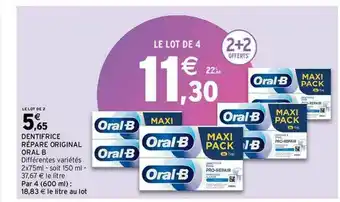 Intermarché Hyper Dentifrice Répare Original Oral B offre