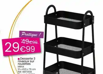 Kandy Desserte 3 Niveaux Sur Roulettes offre