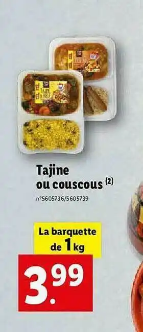 Lidl Tajine Ou Couscous offre