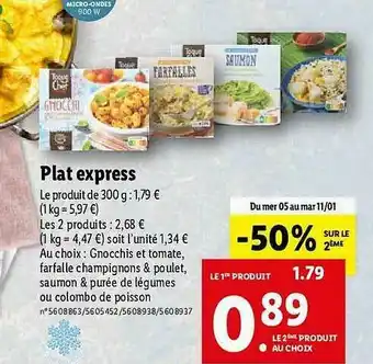 Lidl Plat Express Toque Du Chef offre