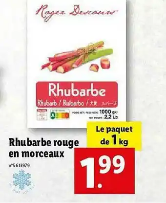 Lidl Rhubarbe Rouge En Morceaux offre