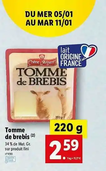 Lidl Tomme De Brebis Chêne D'argent offre
