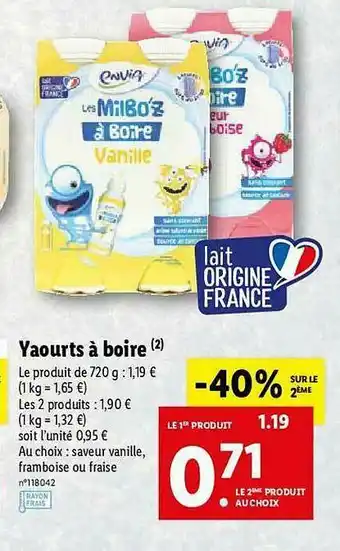 Lidl Yaourts à Boire Envia offre