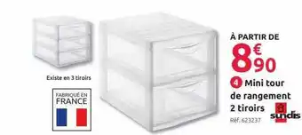 Mr Bricolage Mini Tour De Rangement 2 Tiroirs Sundis offre