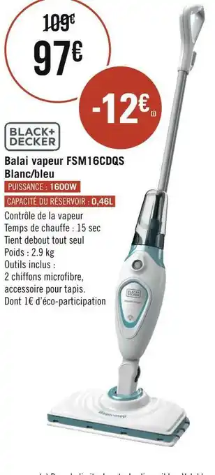 Géant Casino Balai vapeur fsm16cdqs blanc/bleu offre