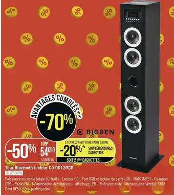 Géant Casino Tour bluetooth lecteur cd ds120cd offre