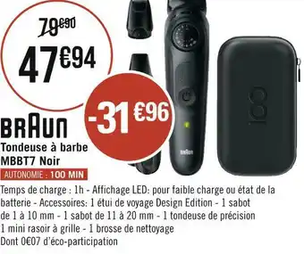Géant Casino Tondeuse à barbe mbbt7 noir offre